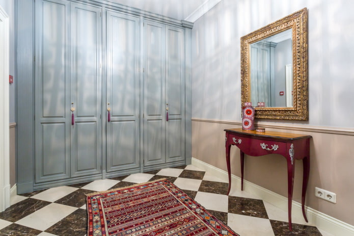 blue wardrobe in the interior of the corridor