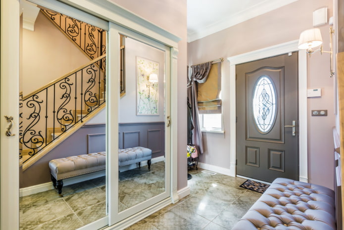 wardrobe in the interior of the corridor in a classic style