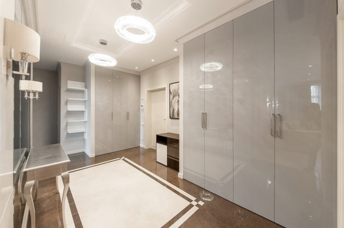 gray wardrobe in the interior of the corridor