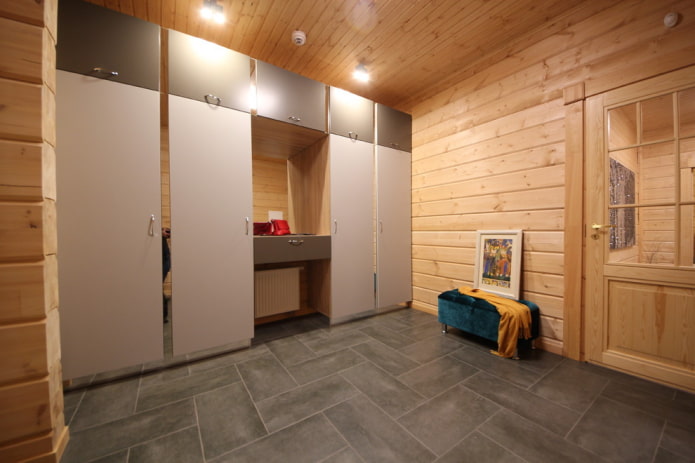 combined wardrobe in the interior of the corridor