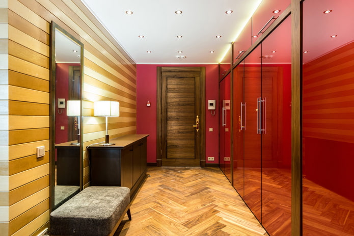 full wall wardrobe in the interior of the corridor