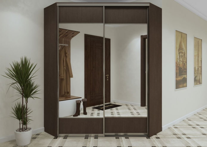 trapezoidal wardrobe in the interior of the corridor