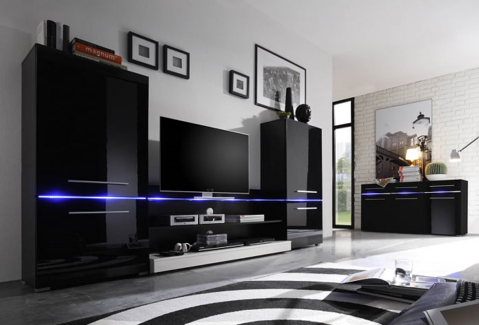 wardrobe in the interior of the hall in high-tech style wardrobe in the interior of the hall in high-tech style