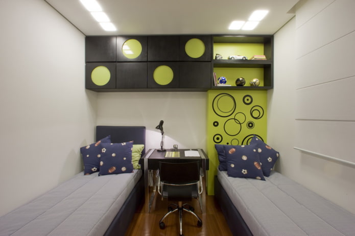 combined shelves above the berth in the interior