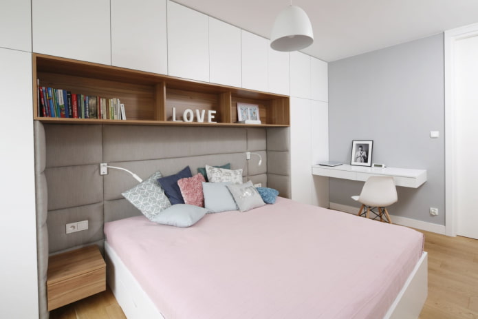open shelves above the berth in the interior