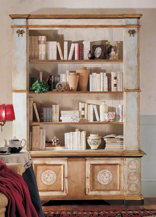 design of bookshelves in the interior