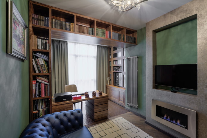shelves for books in the interior of the office