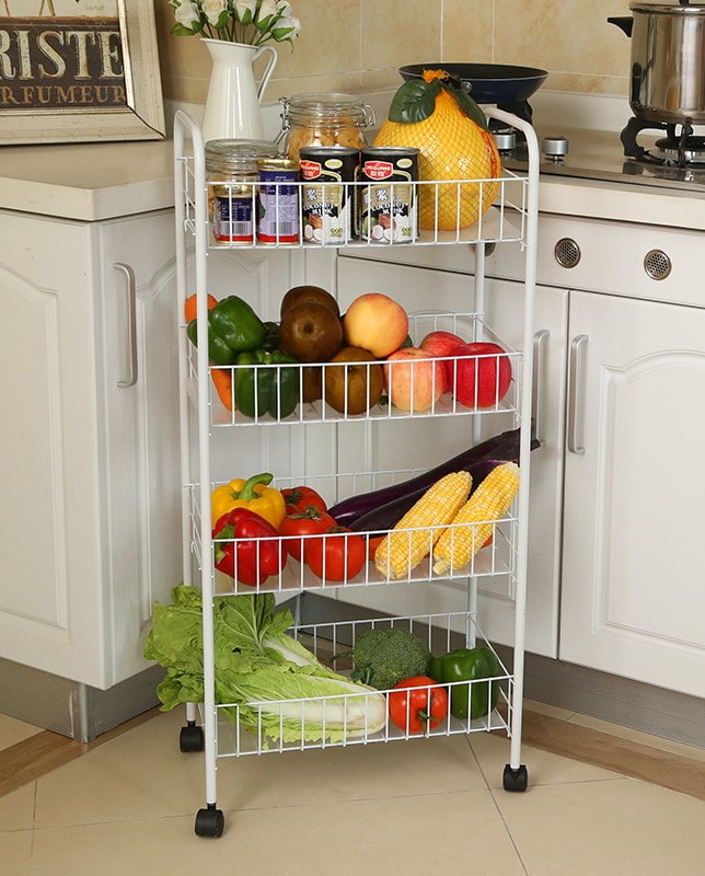 shelves for food in the interior of the kitchen