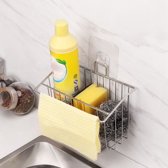 shelves for household items in the interior of the kitchen
