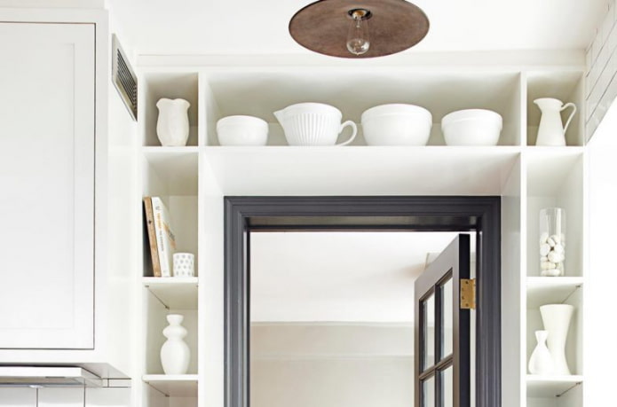 shelf above the door in the interior of the kitchen