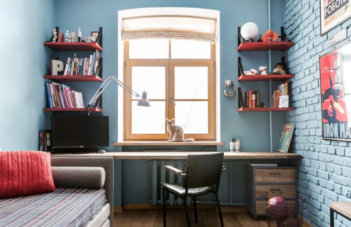 shelves by the window in the interior of the nursery shelves by the window in the interior of the nursery