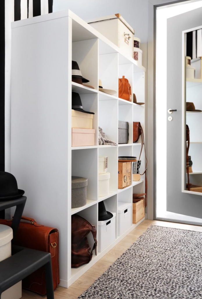 shelving structure in the interior of the corridor shelving structure in the interior of the corridor