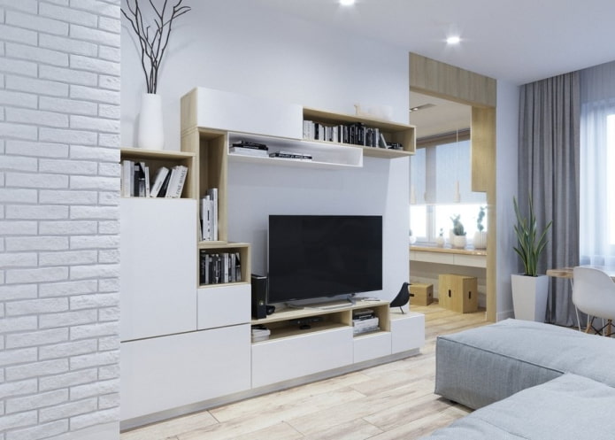 wall in the interior of the living room in the Scandinavian style wall in the interior of the living room in the Scandinavian style