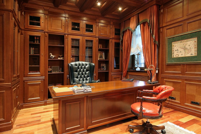 the interior of the study in the English style the interior of the study in the English style