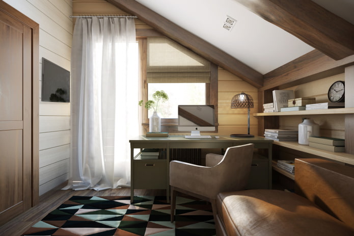 the interior of the study in the attic the interior of the study in the attic