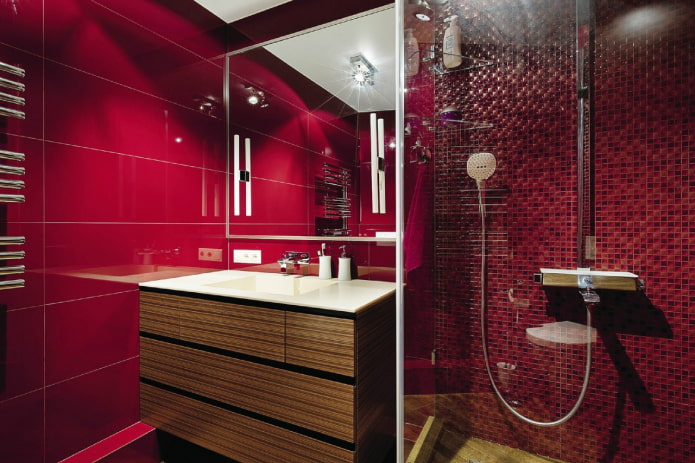bathroom in red shades