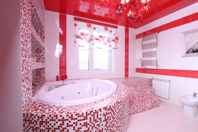 bathroom decoration in red shades
