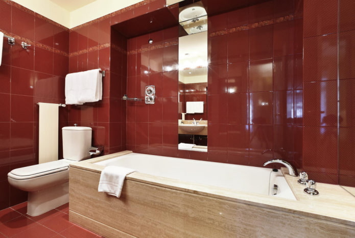bathroom in red shades