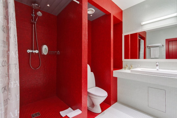 bathroom interior in red shades