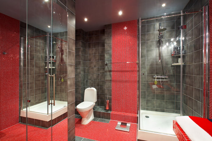 bathroom interior in red shades