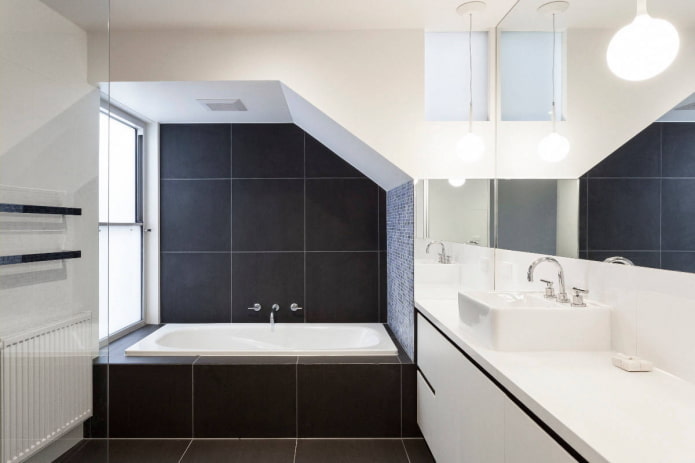 black and white bathroom with niche black and white bathroom with niche