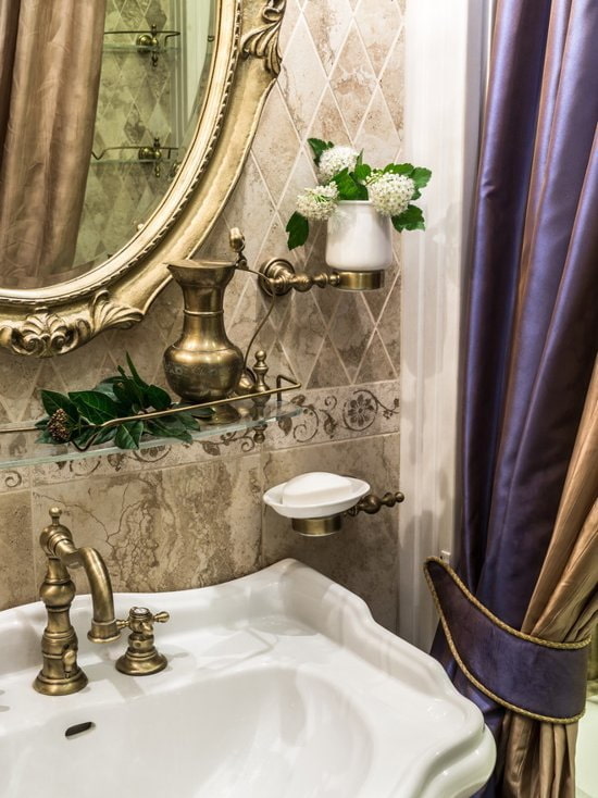 Glass shelves in bronze