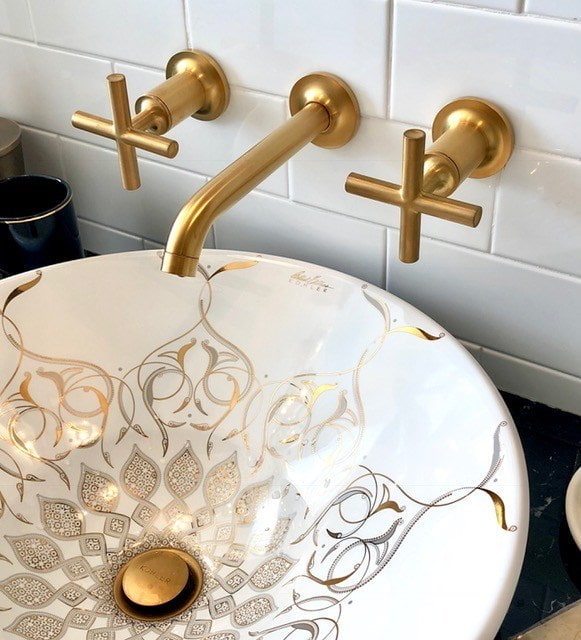 Sink with gold patterns