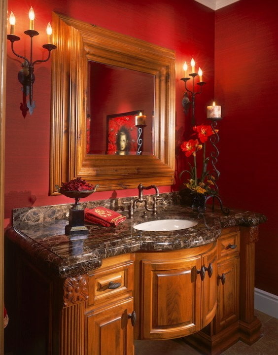 Candelabra on the sides of the mirror