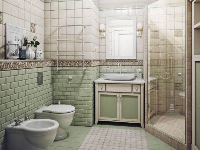 Corner shower cubicle in the bathroom Corner shower cubicle in the bathroom