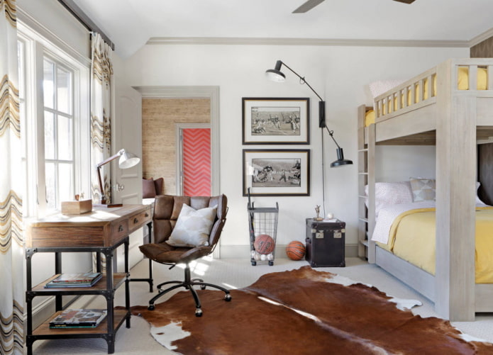 interior of the nursery for two boys