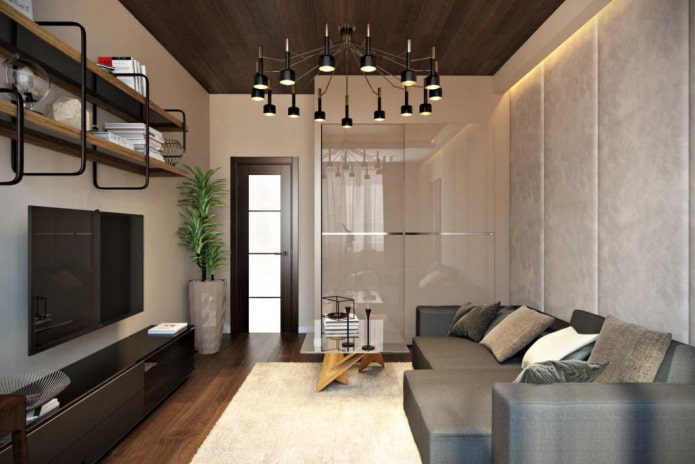 living room interior in an apartment of 50 squares