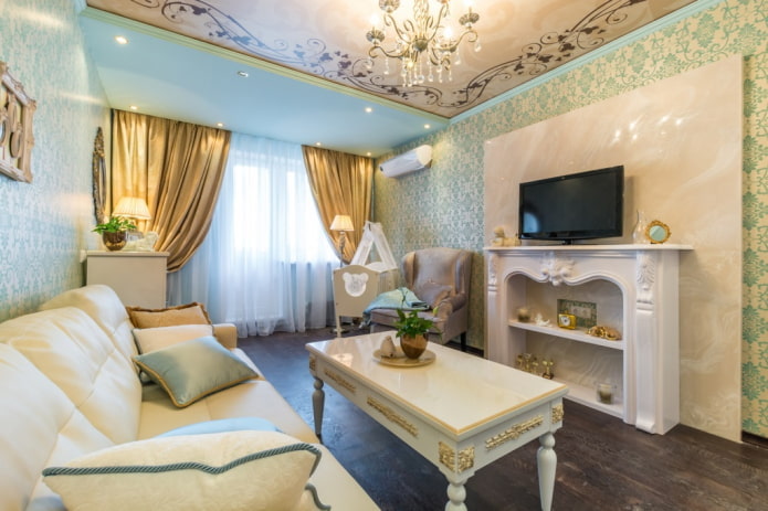 the interior of the apartment is 50 squares in a classic style