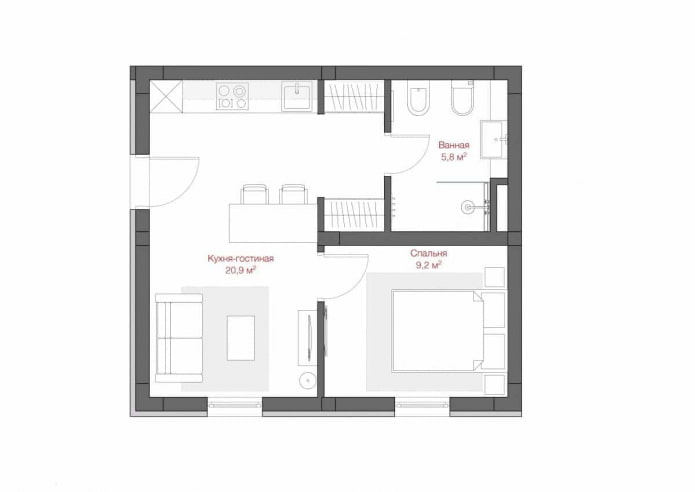 layout of the apartment 50 squares