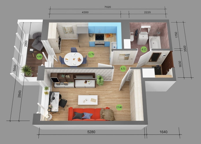apartment layout 36 squares