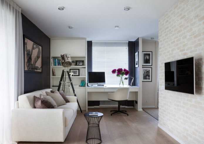 workplace in the interior of a studio apartment 35 squares workplace in the interior of a studio apartment 35 squares