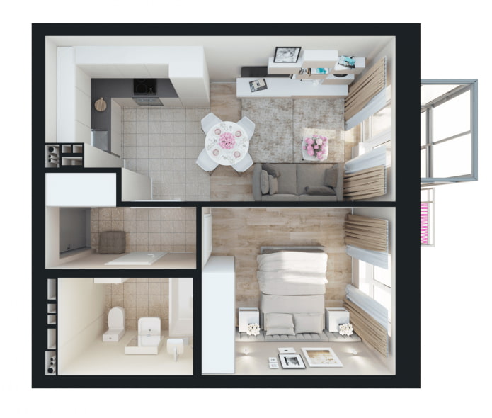 The layout of the apartment is 35 sq. m. The layout of the apartment is 35 sq. m.