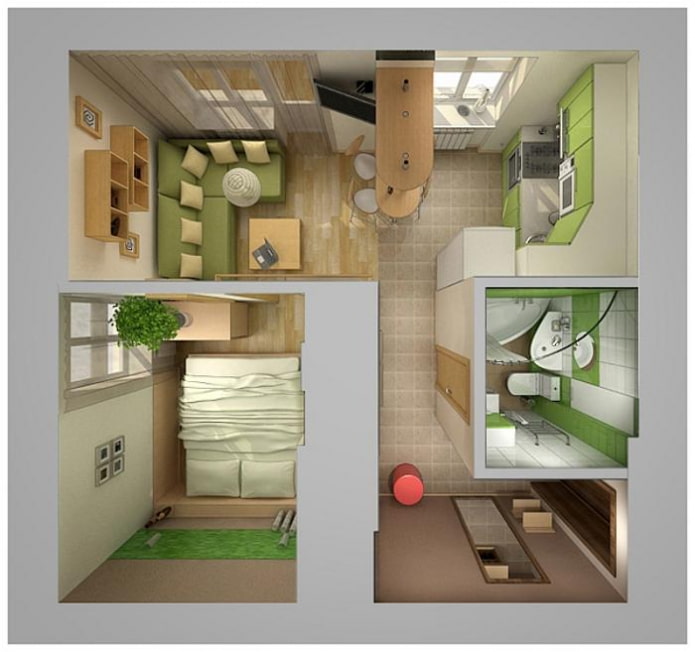 The layout of the apartment is 35 sq. m. The layout of the apartment is 35 sq. m.
