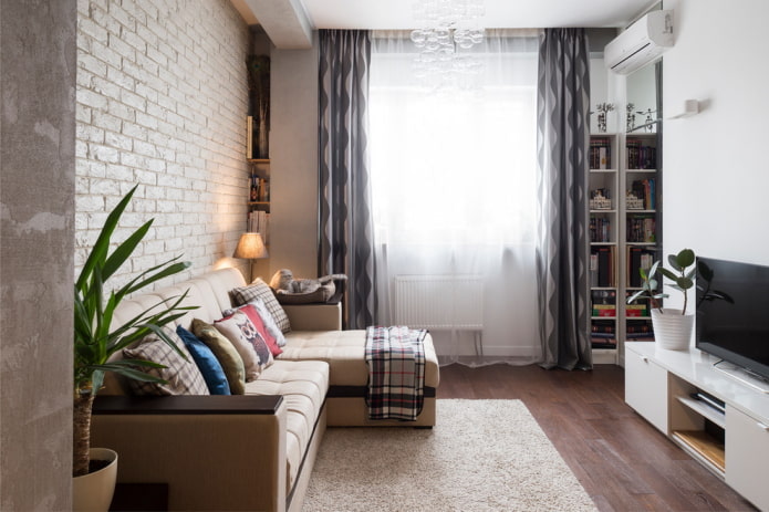 living room design in the interior of an apartment of 45 squares living room design in the interior of an apartment of 45 squares