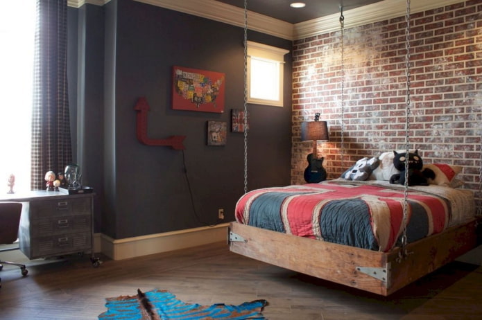 bedroom for a teenage boy in a loft style bedroom for a teenage boy in a loft style