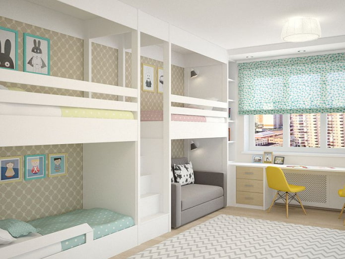 room design for three different-sex children room design for three different-sex children