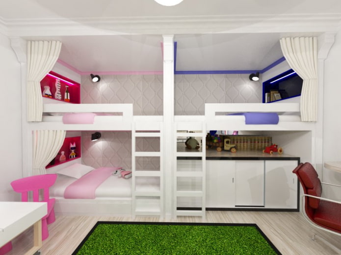 room design for three different-sex children room design for three different-sex children