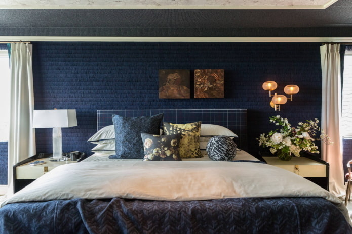 Bedroom in dark blue
