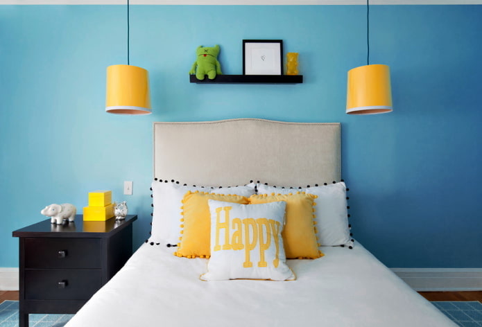 Blue and yellow interior