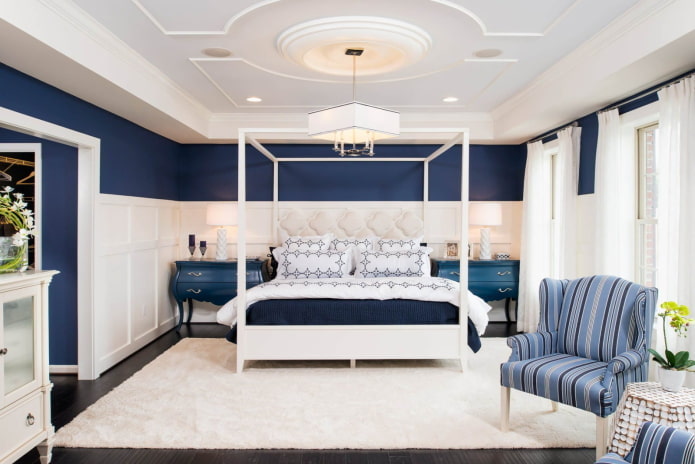 The upper half of the wall in blue