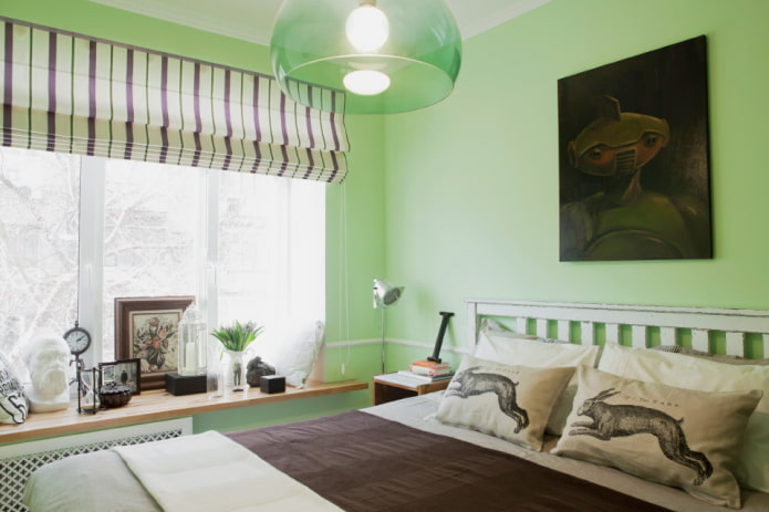 bedroom interior in light green shades bedroom interior in light green shades