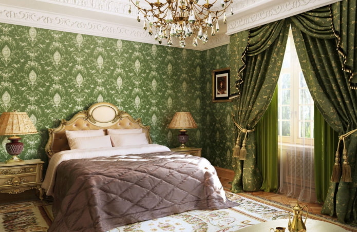 green bedroom in classic style green bedroom in classic style