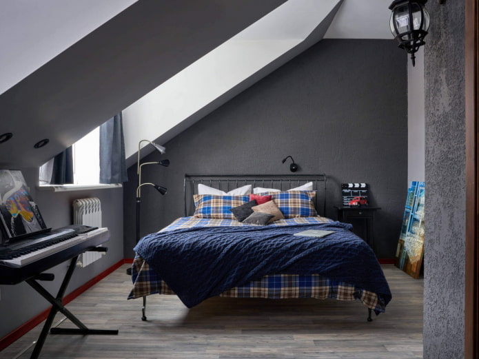 attic bedroom interior for a guy