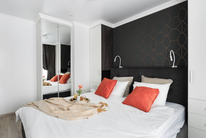 Bedroom with mirrored wardrobe