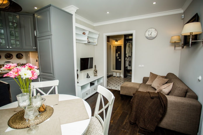 arrangement of furniture in the interior of the kitchen-living room arrangement of furniture in the interior of the kitchen-living room