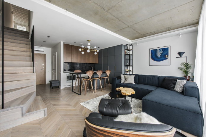 arrangement of the interior of a bunk apartment